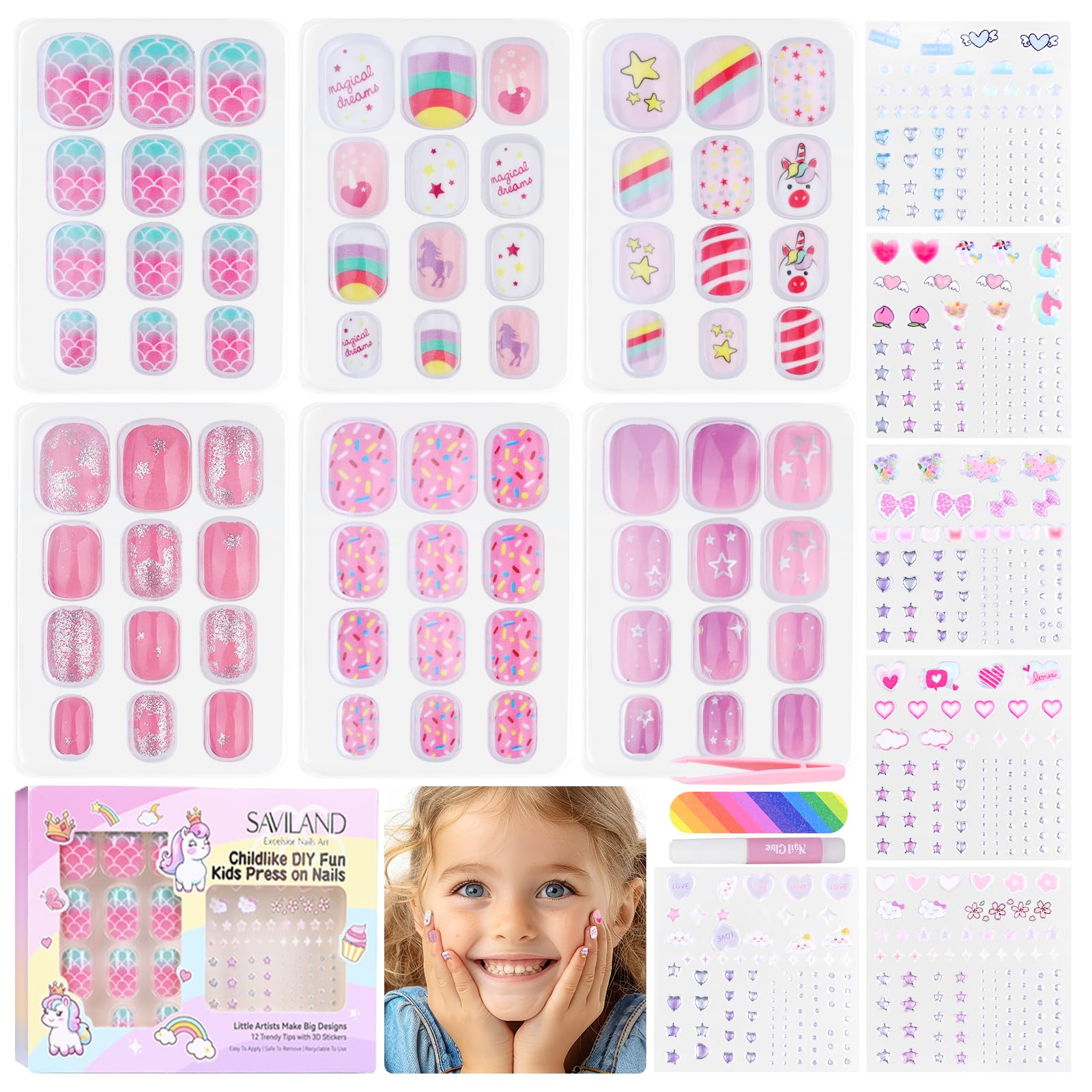 SAVILAND kids nails six pack colors for creative DIY nail art