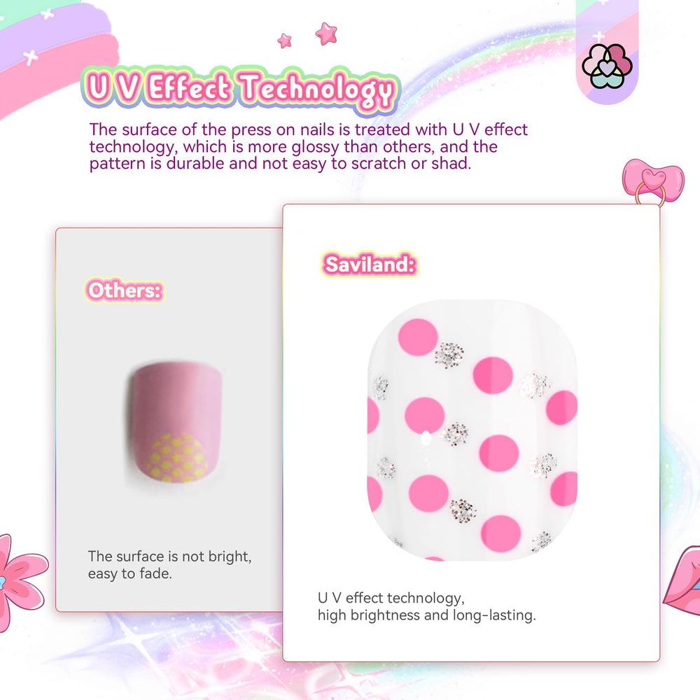 SAVILAND reusable ABS nails are gentle on young nails.