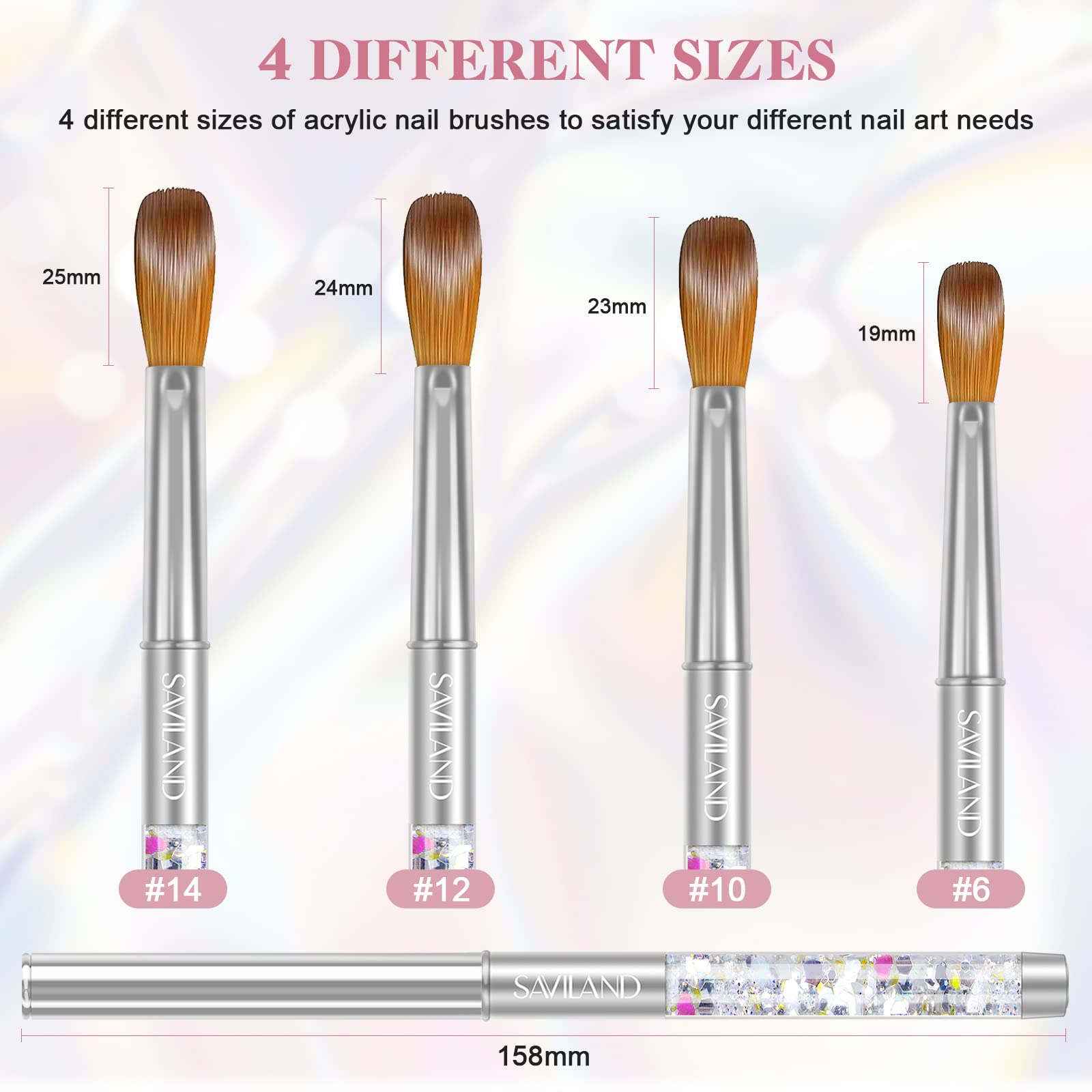 SAVILAND Kolinsky brush size 14 with silver handle for bold designs.