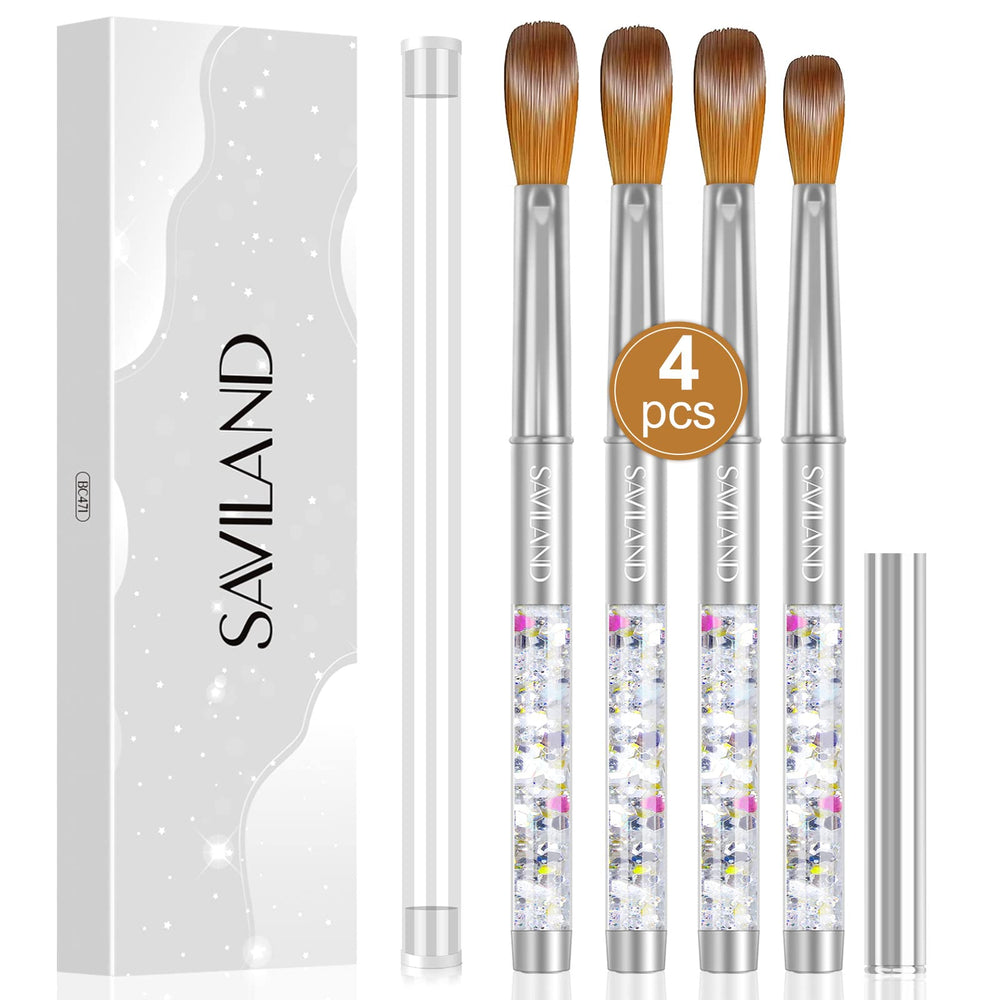 SAVILAND Kolinsky brush size 6 with silver handle for precise nail extensions.
