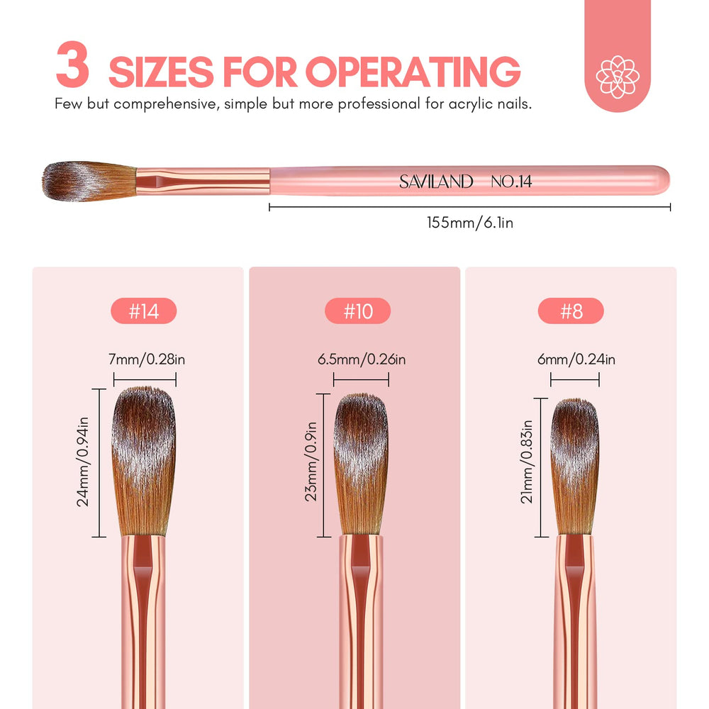 Saviland kolinsky bristle 14 size brush for larger extensions and overlays