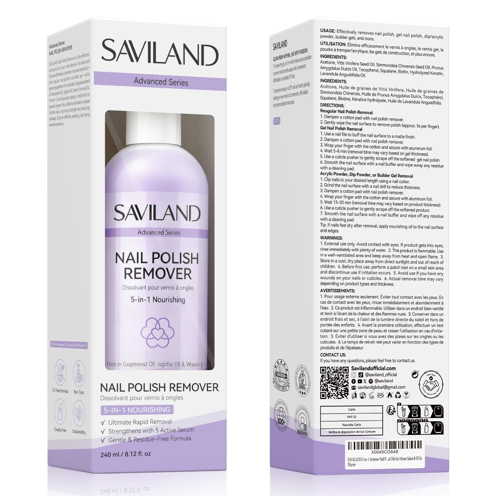 SAVILAND lavender scent offers spa-like relaxation while removing polish.