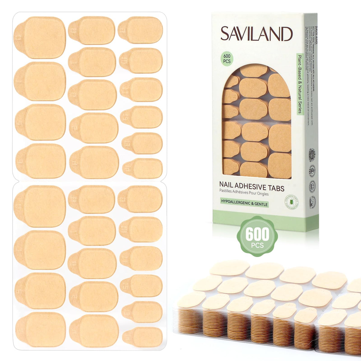 SAVILAND nail adhesive tabs 600pcs pack for salon-quality press-ons with long-lasting hold.