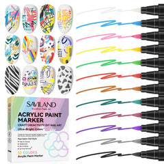 SAVILAND Nail Art Pens Set with 12 colors displayed for vibrant nail art