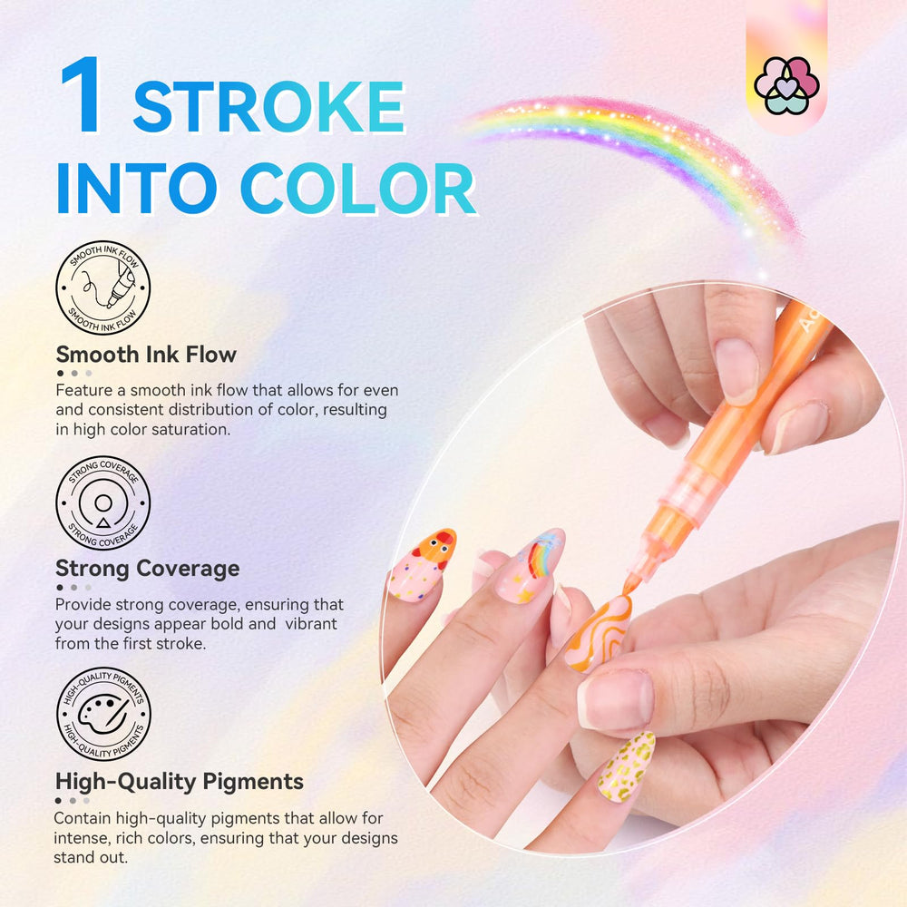 SAVILAND Nail Art Pens Set floral designs showcase colorful decorative accents