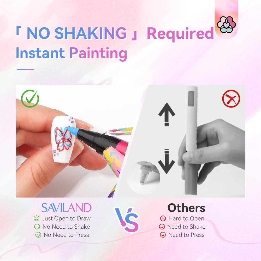 SAVILAND pen body highlighting water-based formula for easy cleanup