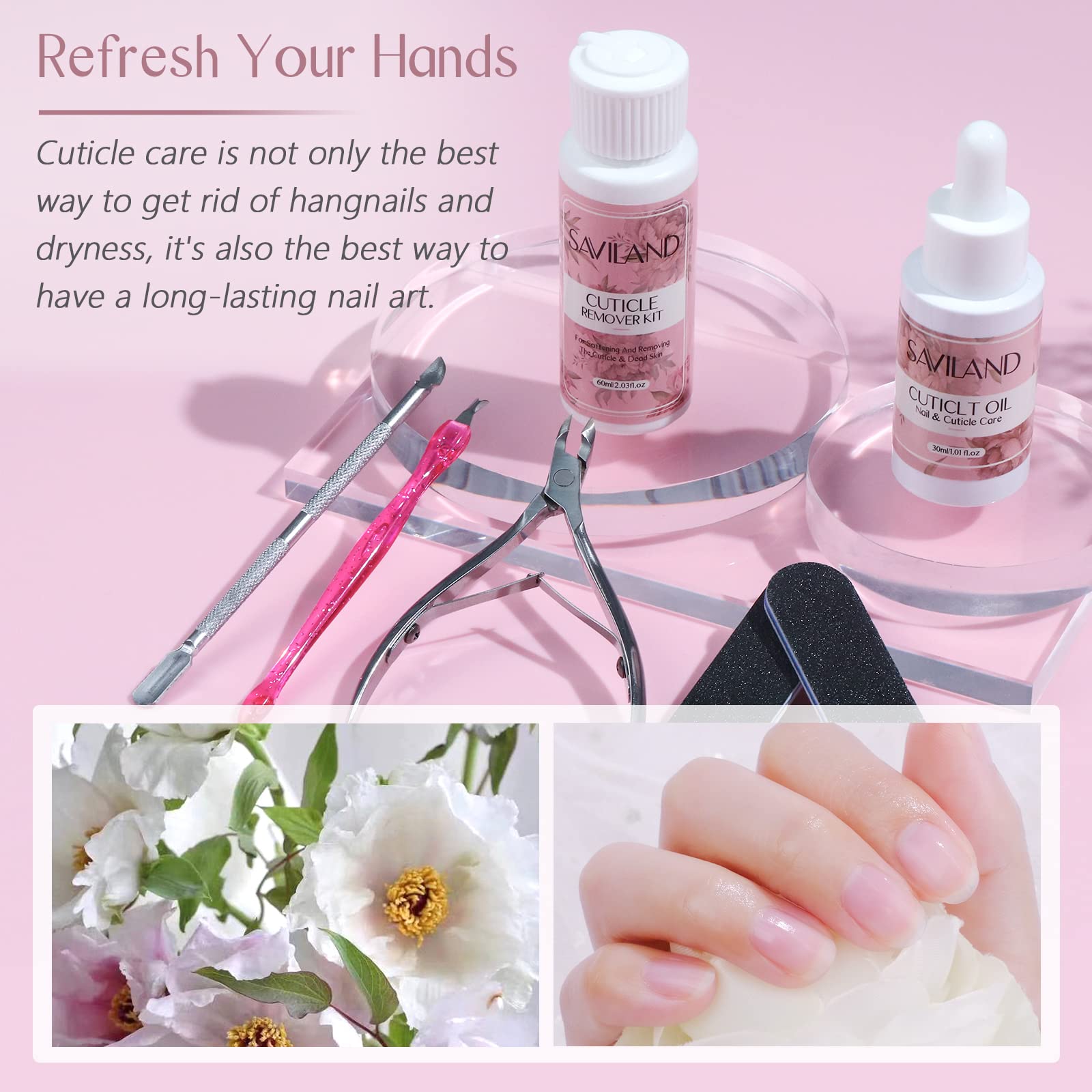 Saviland nail care kit setup highlights at-home manicure convenience.