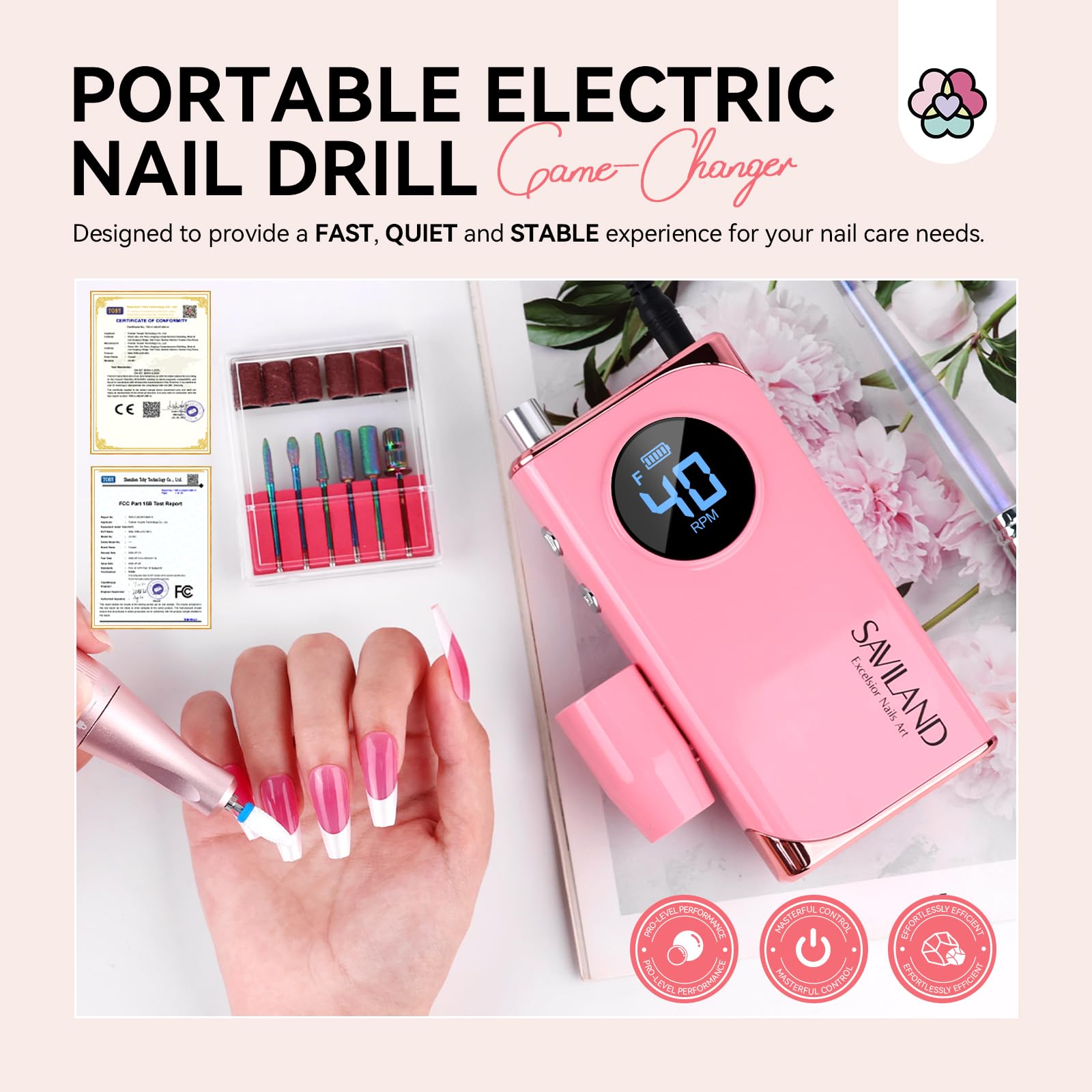 SAVILAND nail drill backclip for easy on-the-go portability