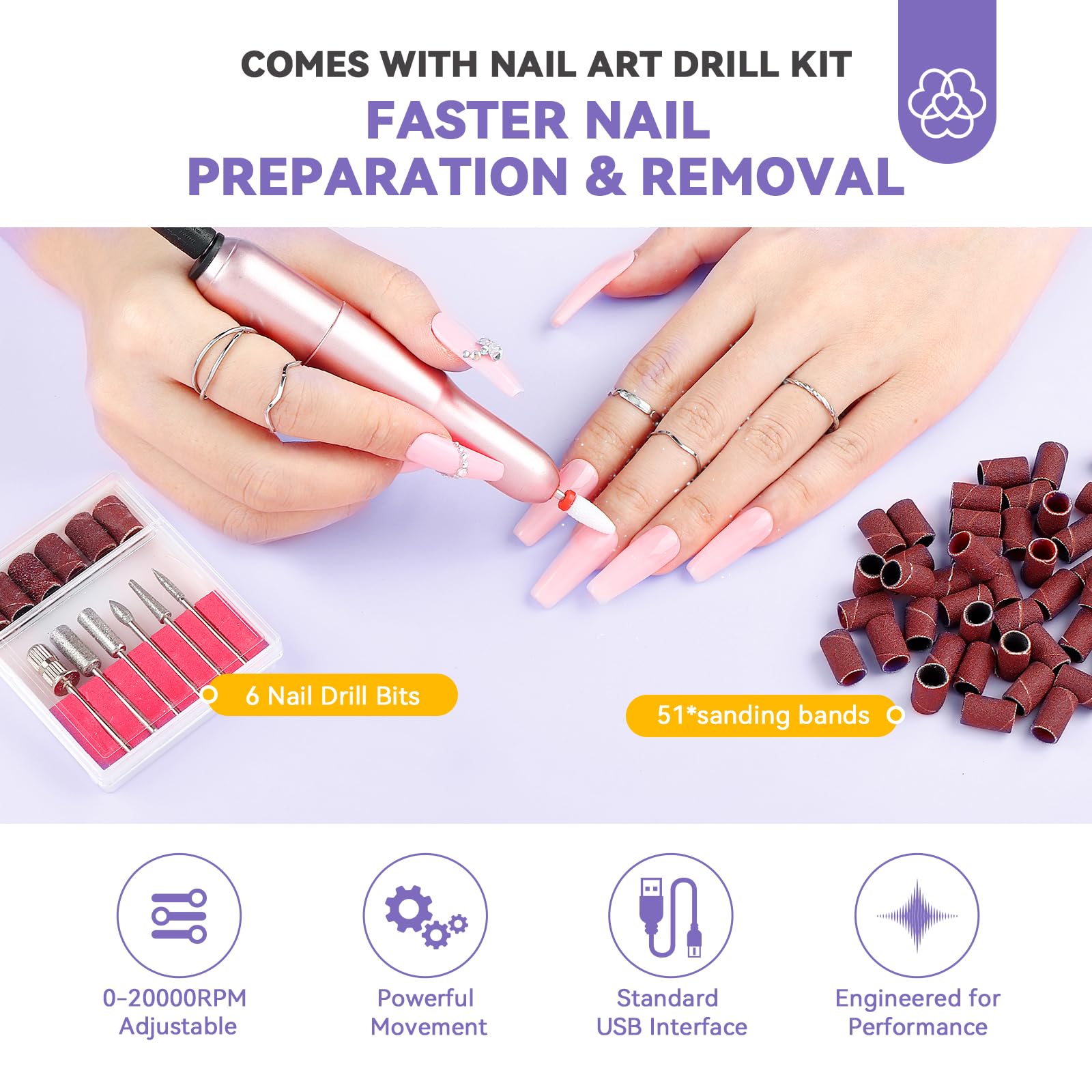 SAVILAND nail drill kit with bits for prep and shaping