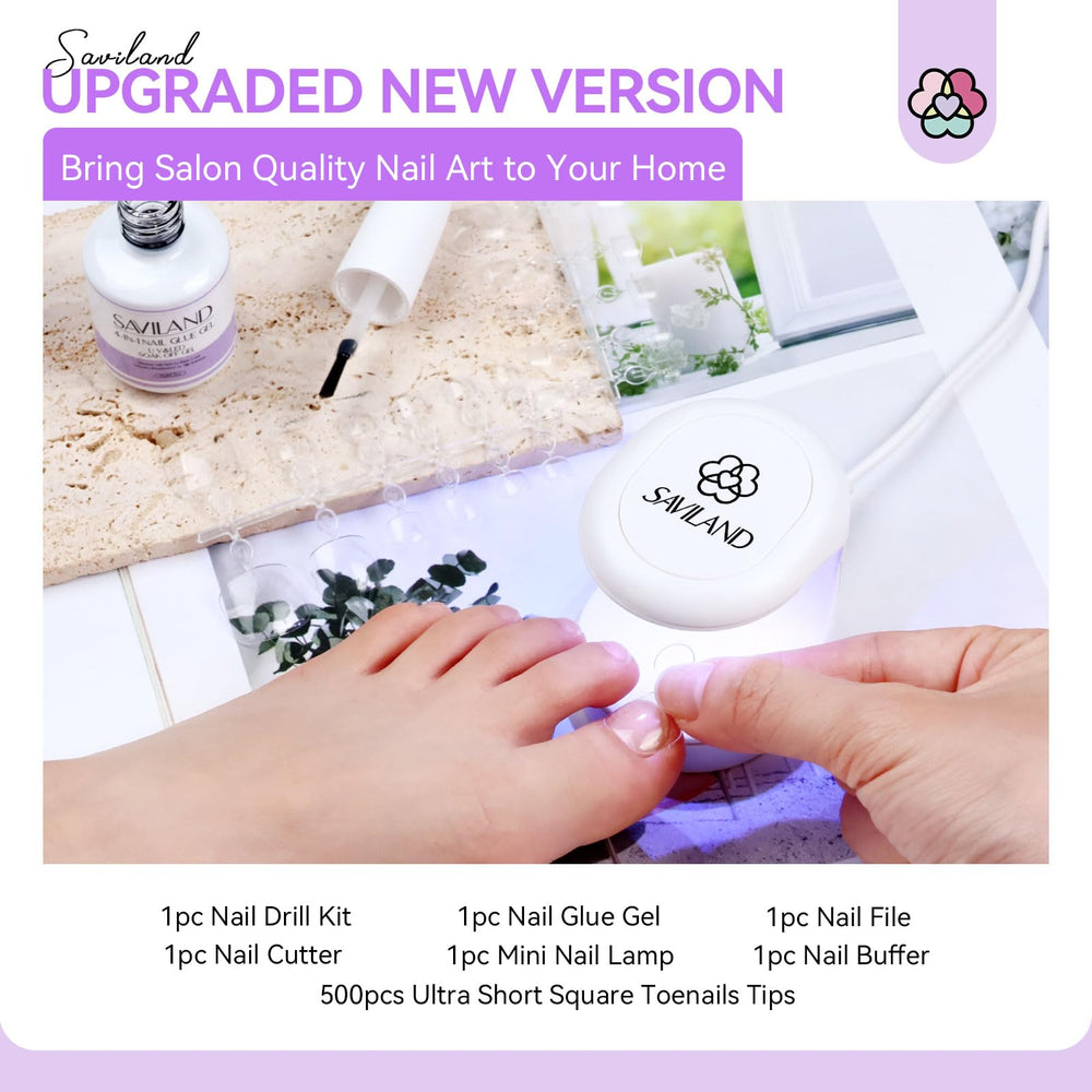 SAVILAND nail drill kit guiding precise filing for durable nail extensions.