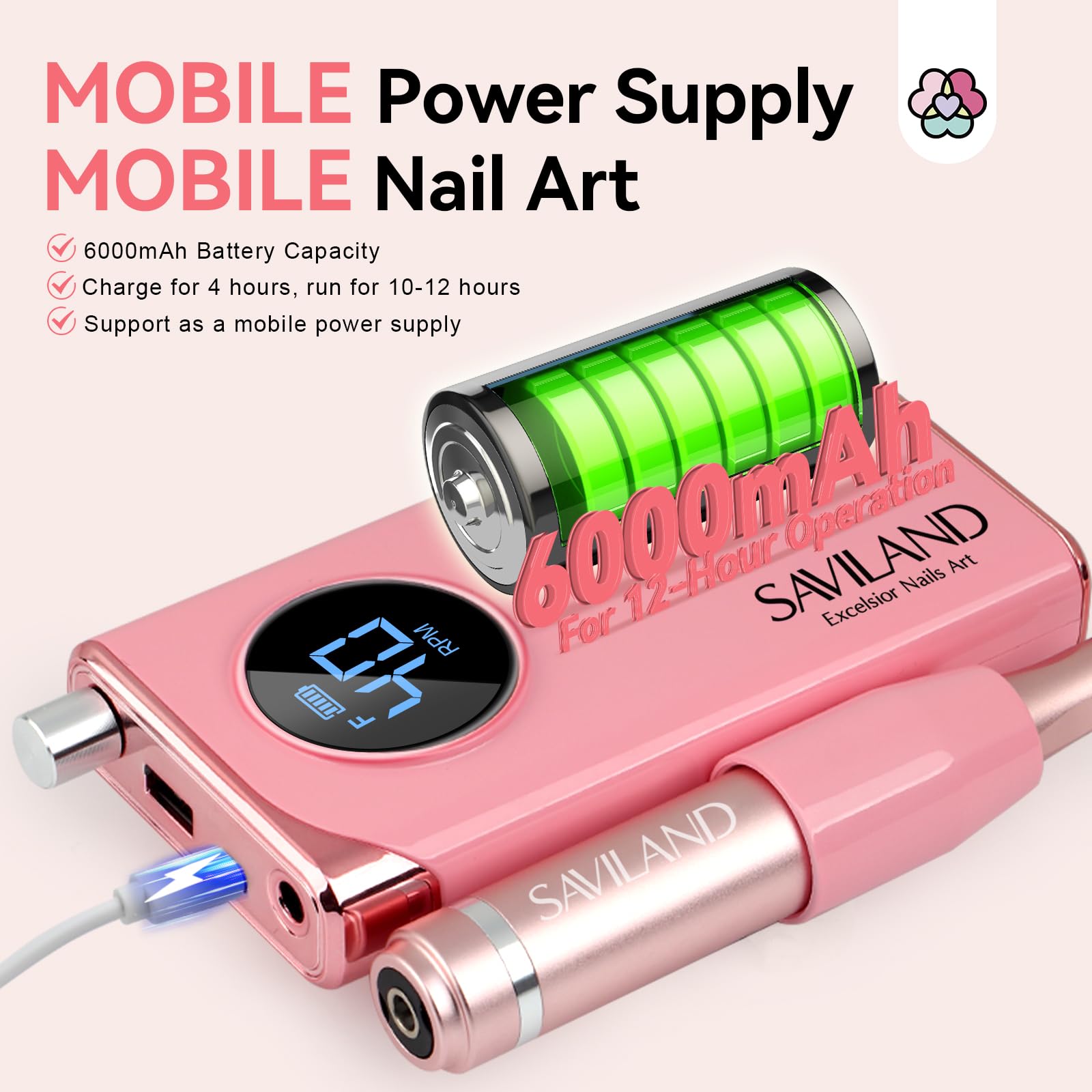 SAVILAND nail drill LCD display and speed control for precision