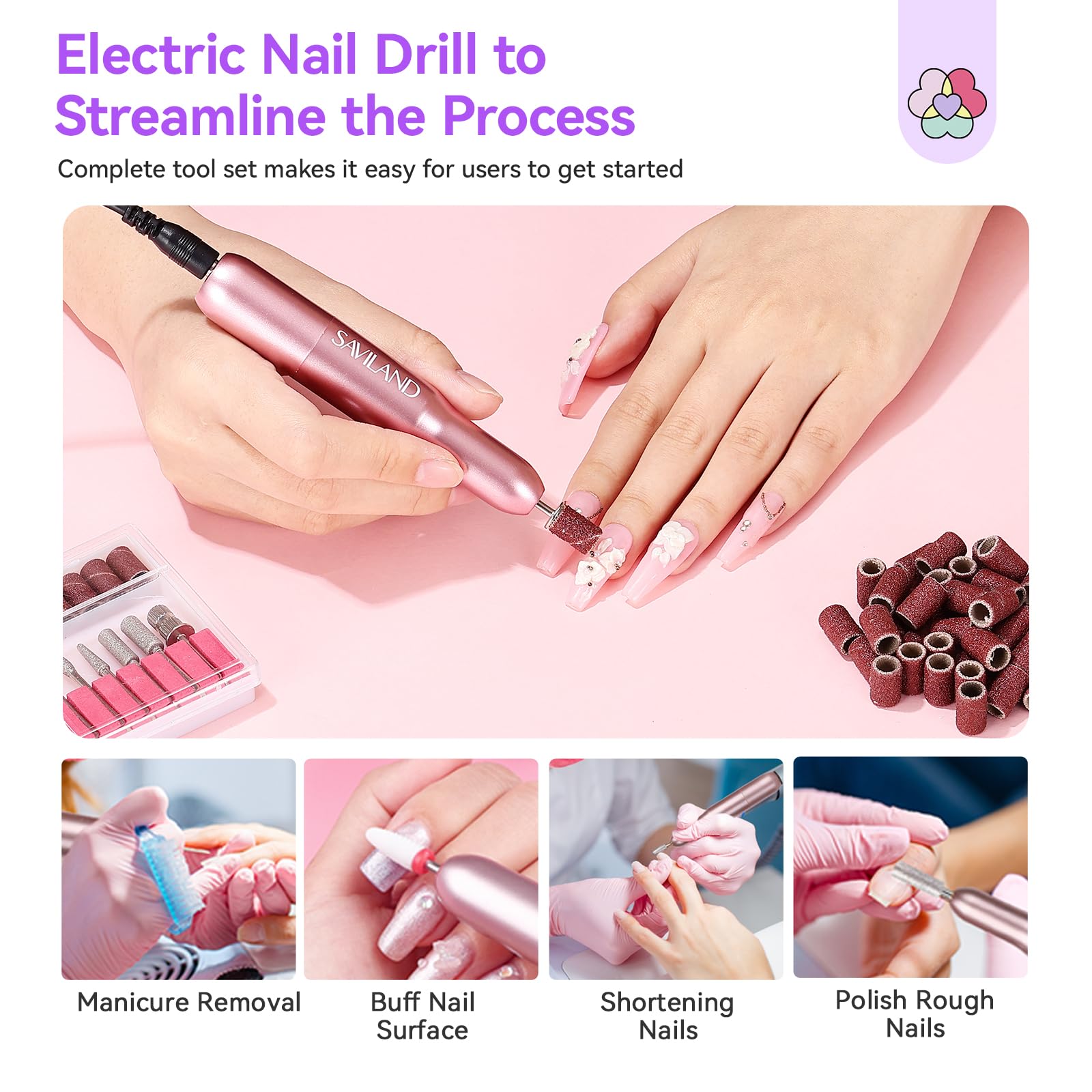 SAVILAND professional nail drill and prep tools for precise shaping.