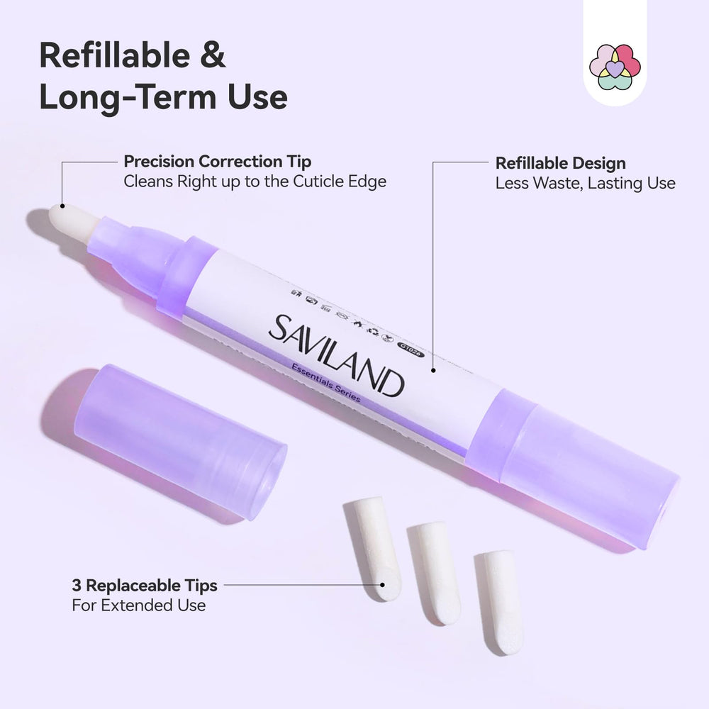 SAVILAND Nail Polish Corrector Pen with precise-tip in action.