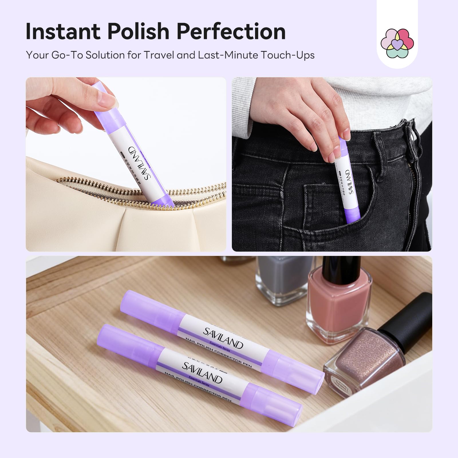 SAVILAND Nail Polish Corrector Pen ready-to-use with included tips.