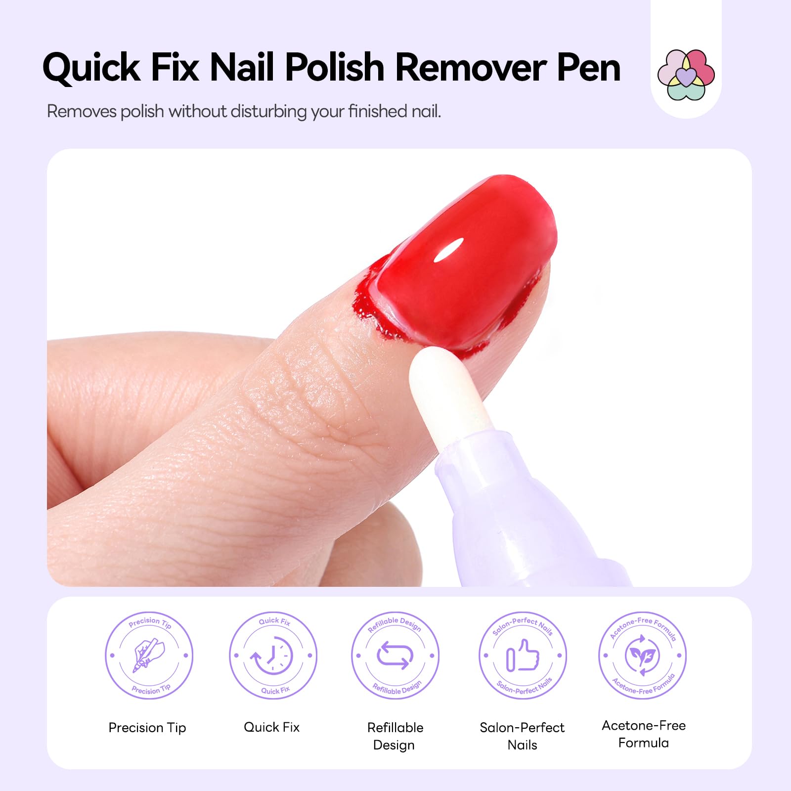 SAVILAND Nail Polish Corrector Pen tips and refill kit shown for quick polish correction.