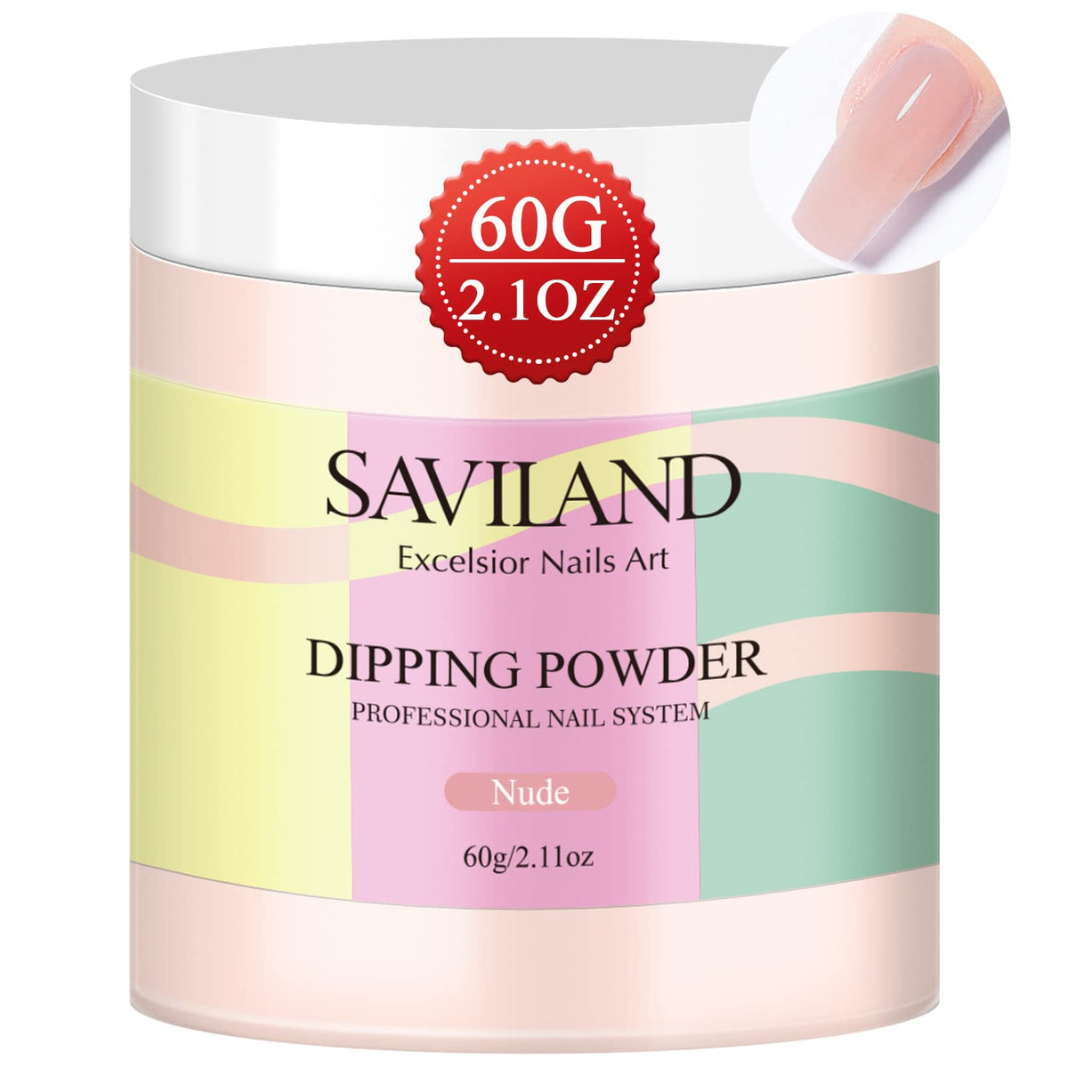 SAVILAND Nude Dip Powder 60 g bottle ready for long-lasting manicures