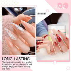 SAVILAND Nude Dip Powder base layer applied for smooth, French-inspired nails