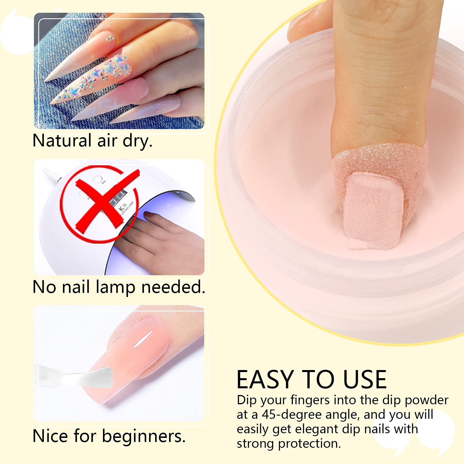 SAVILAND Nude Dip Powder requires no UV lamp for convenient at-home manicures