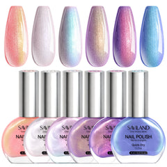 SAVILAND Pearl Nail Polish Set bottle close-up showing quick-dry shimmer shades