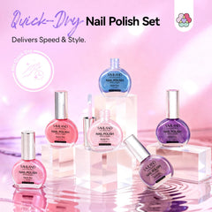 SAVILAND Aurora color swatches reveal six shimmering hues for creative summer nails