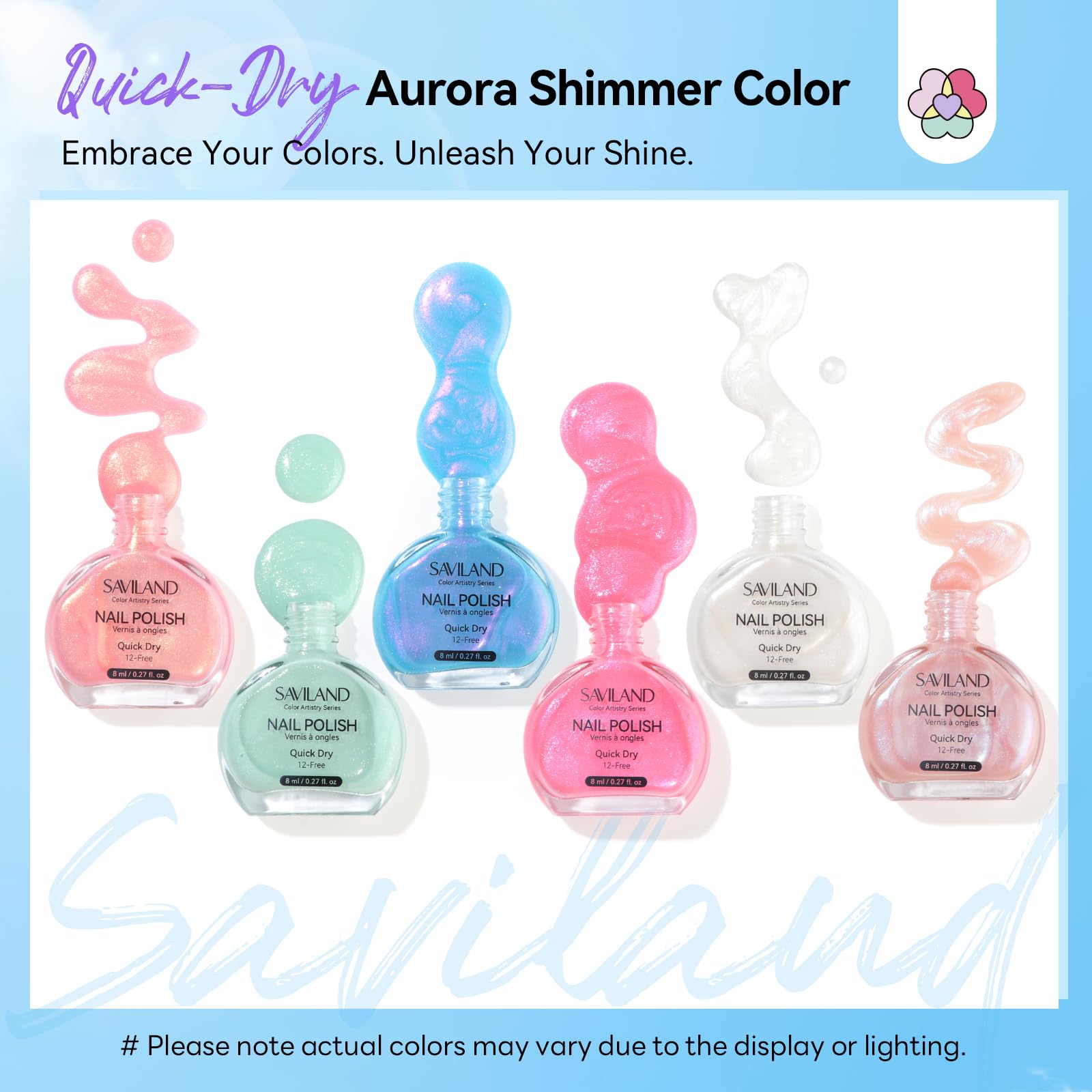 SAVILAND Pearlescent Nail Polish Set Pearl Pink on nails for soft elegance.