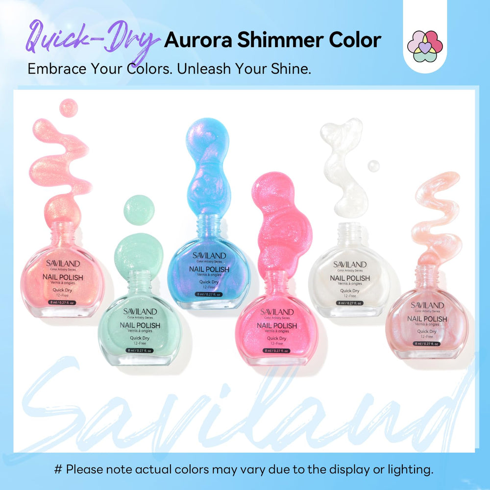SAVILAND Pearlescent Nail Polish Set Pearl Pink on nails for soft elegance.
