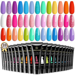 SAVILAND poly gel nail colors 20-color rainbow kit swatches for versatile outfits.