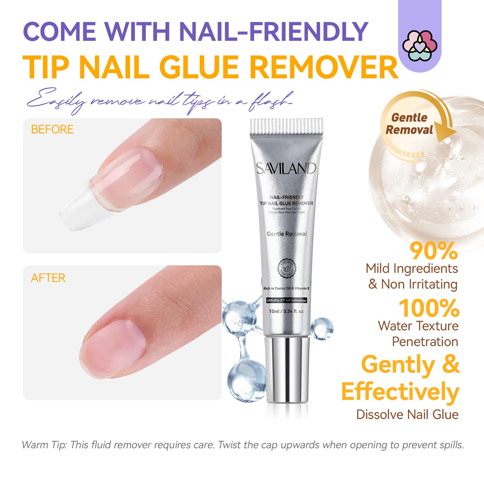 SAVILAND press-on nails tips ready for bubble-free adhesion.