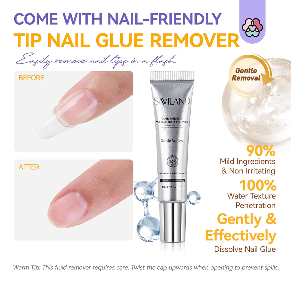 SAVILAND press-on nails tips ready for bubble-free adhesion.