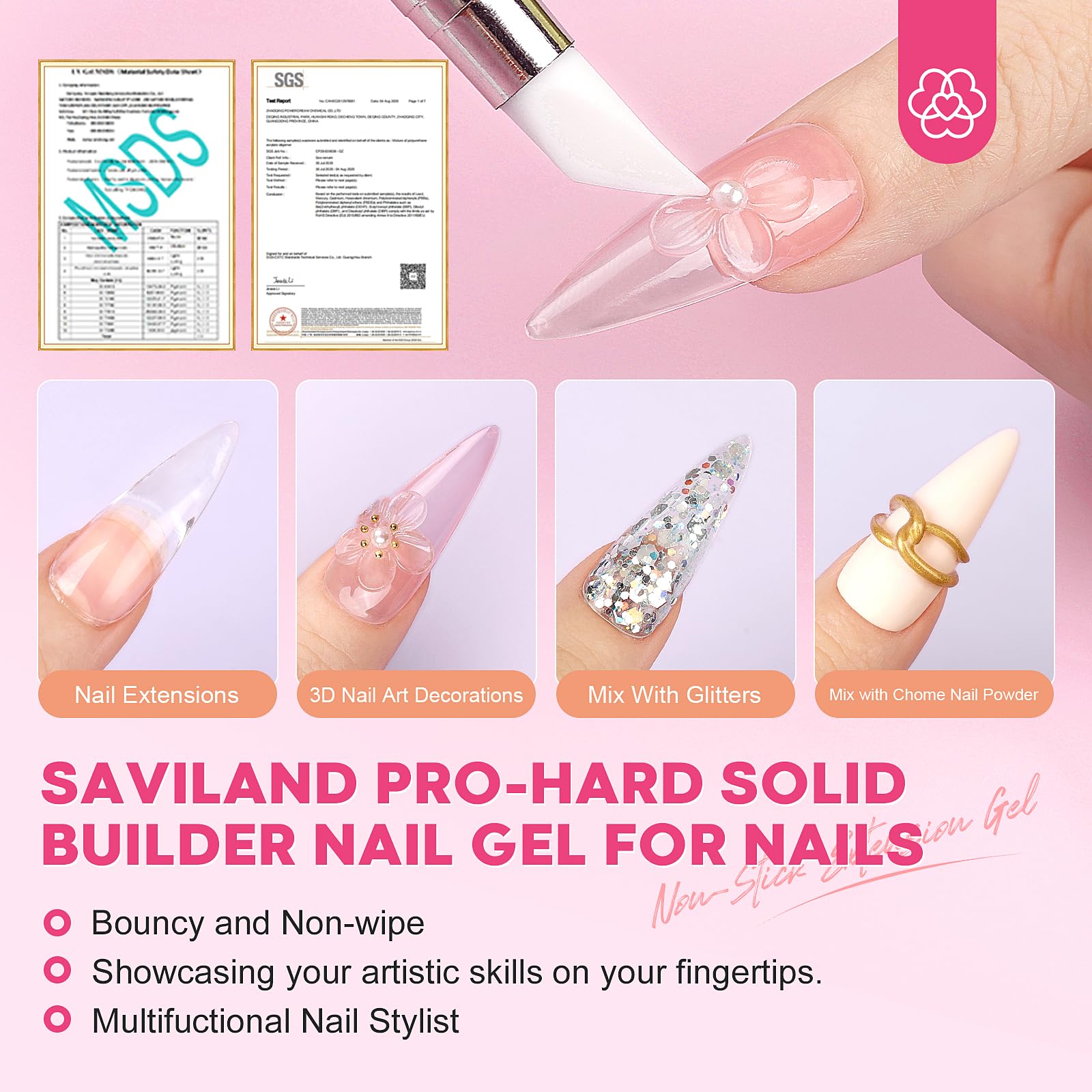 SAVILAND PRO-HARD clear gel bottle ready for nail sculpting.