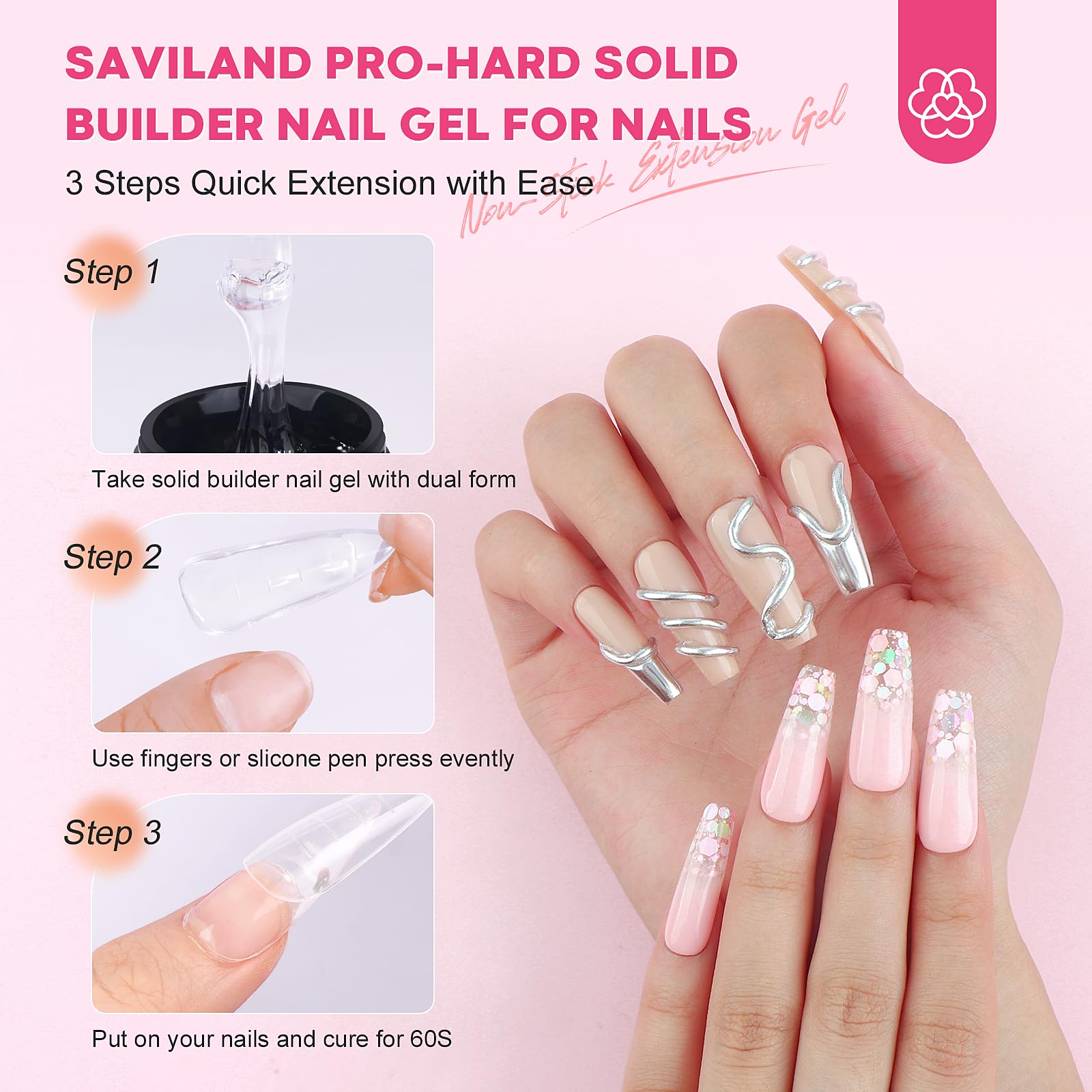 SAVILAND nail file and 60 acrylic tips for extensions.