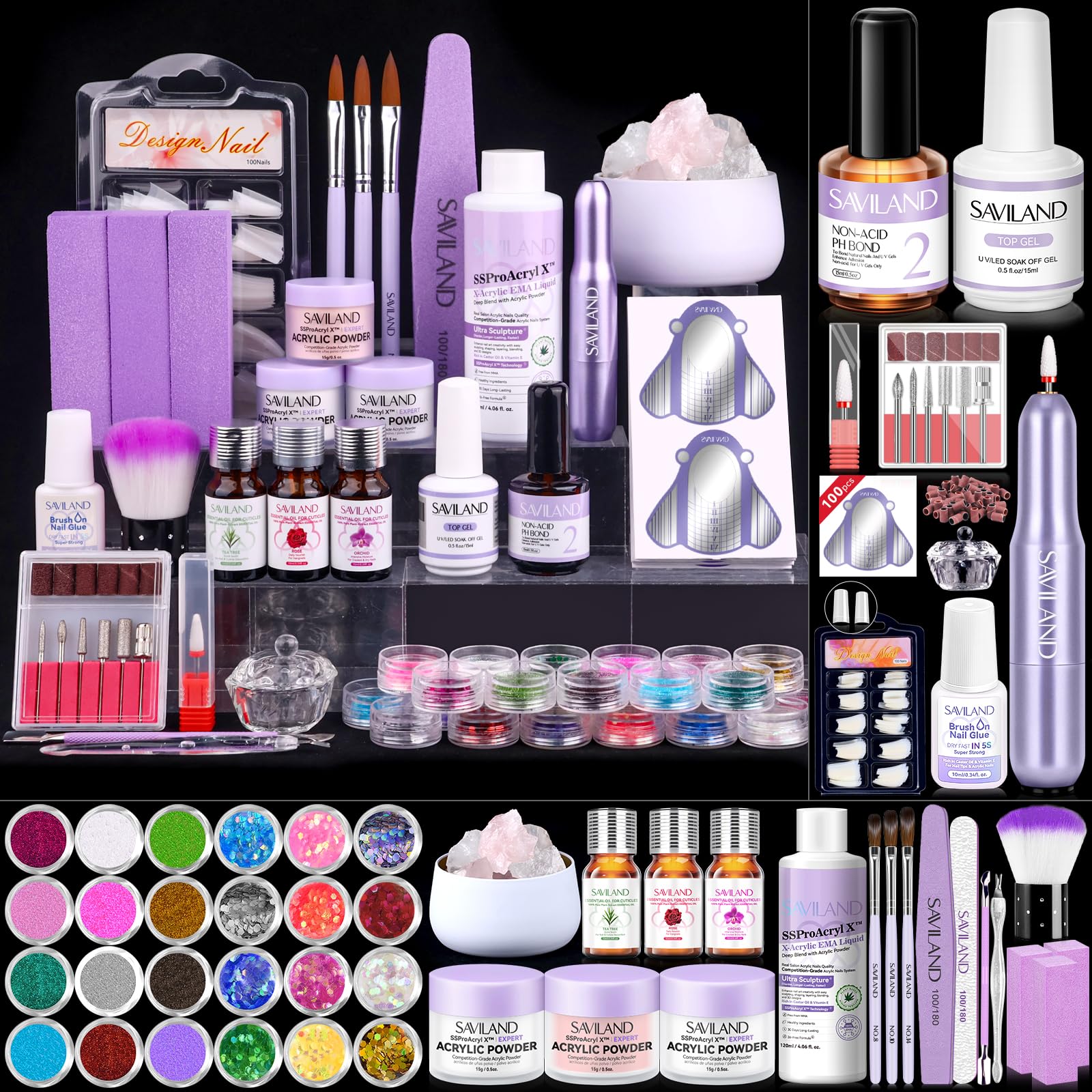 SAVILAND Pro Nail Kit monomer liquid bottle for smooth, reliable acrylic colors.