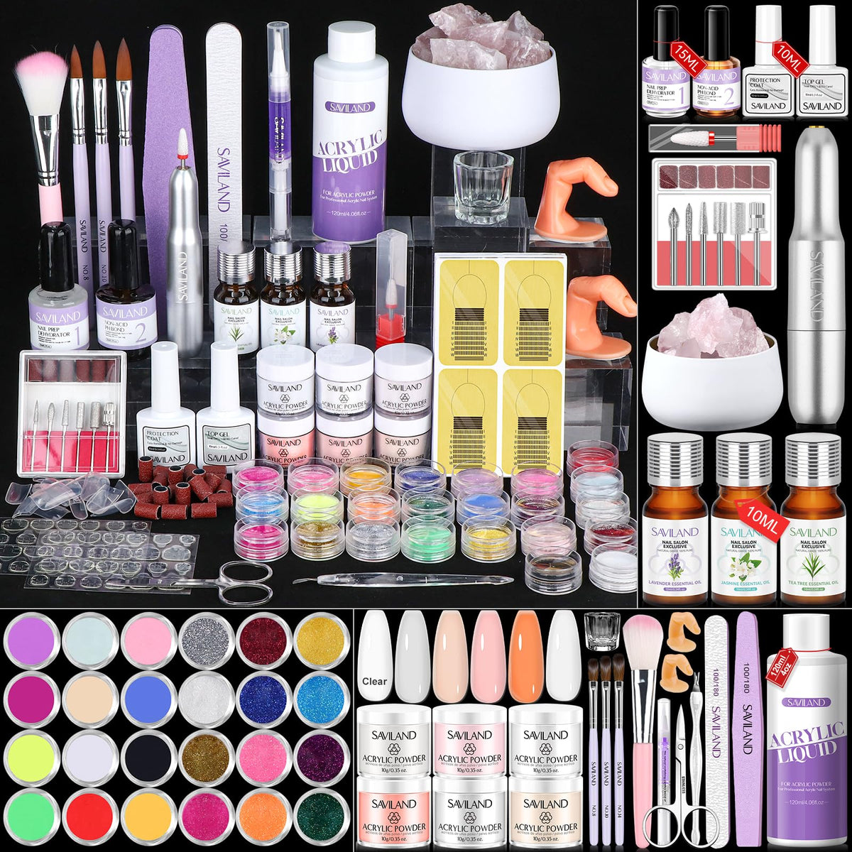SAVILAND professional acrylic nail kit with drill setup for at-home use
