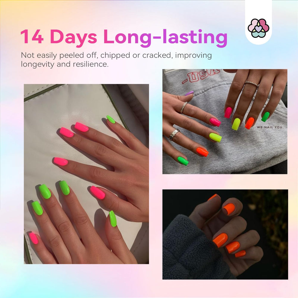 SAVILAND Quick-Dry Nail Polish Set color swatches with neon greens and pastels