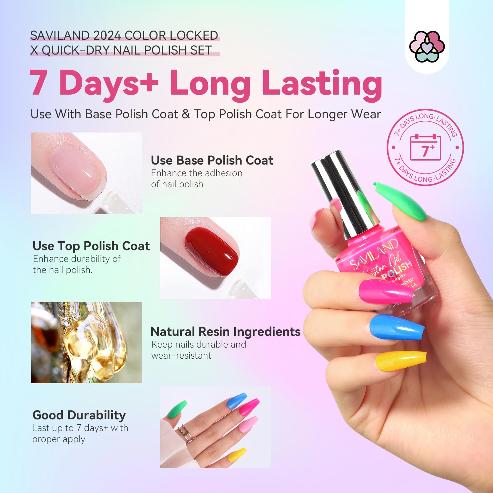 SAVILAND neon blue nail polish for bright, quick-dry nails