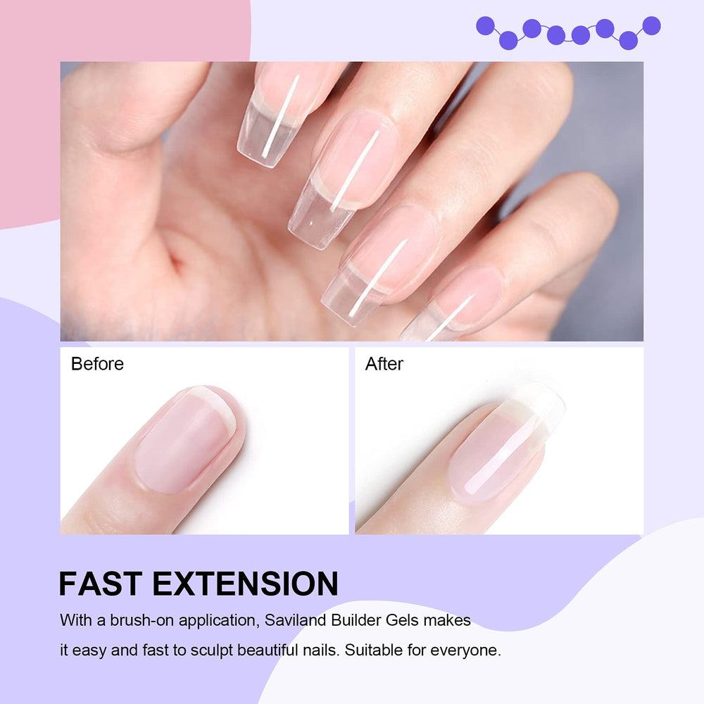 SAVILAND self leveling gel closeup for smooth natural nails