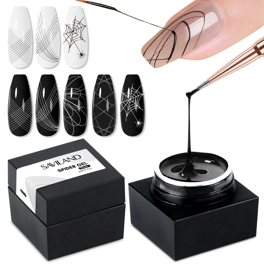 SAVILAND Spider Gel Set in black and white for versatile at-home nail art