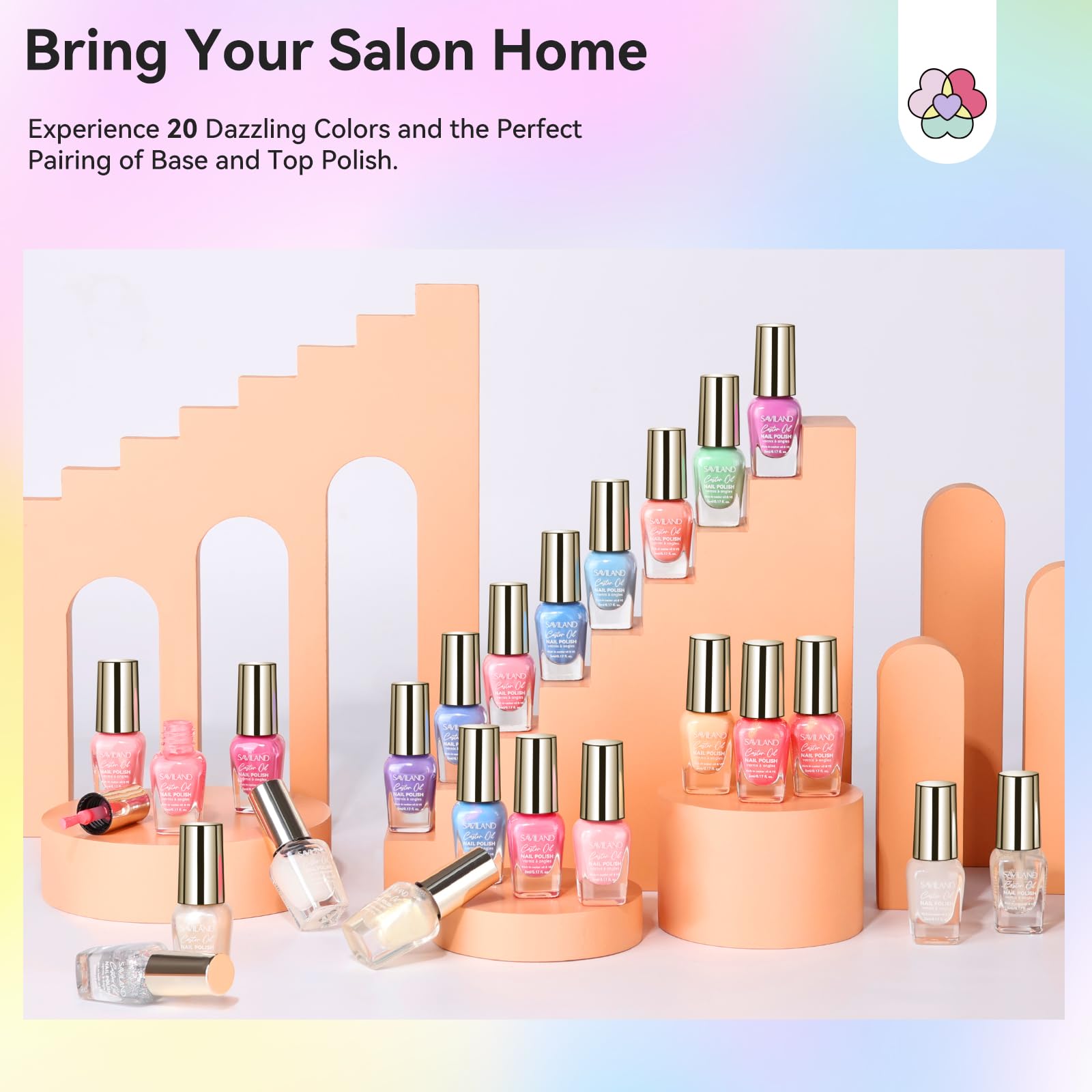 Spring summer nail art ideas using SAVILAND shades.