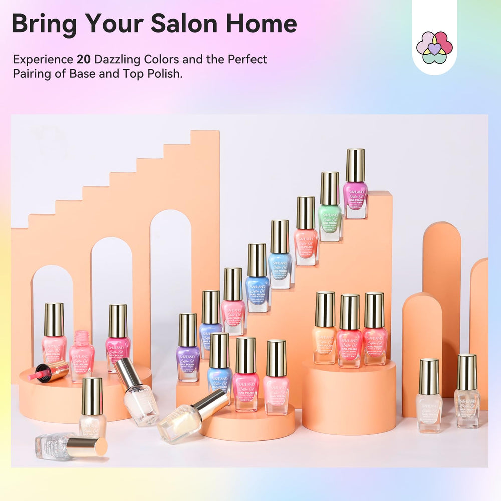Spring summer nail art ideas using SAVILAND shades.
