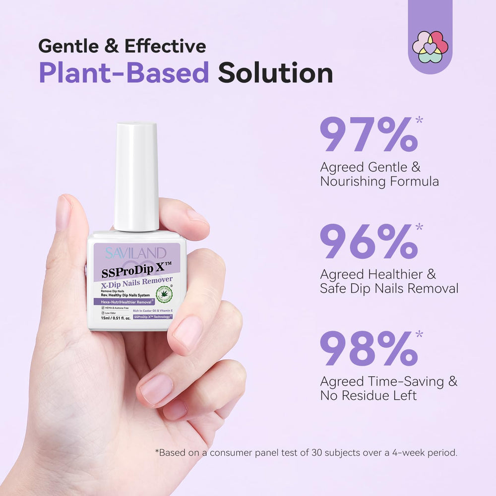 SAVILAND SSPro X Remover application on nails supports quick, residue-free removal.