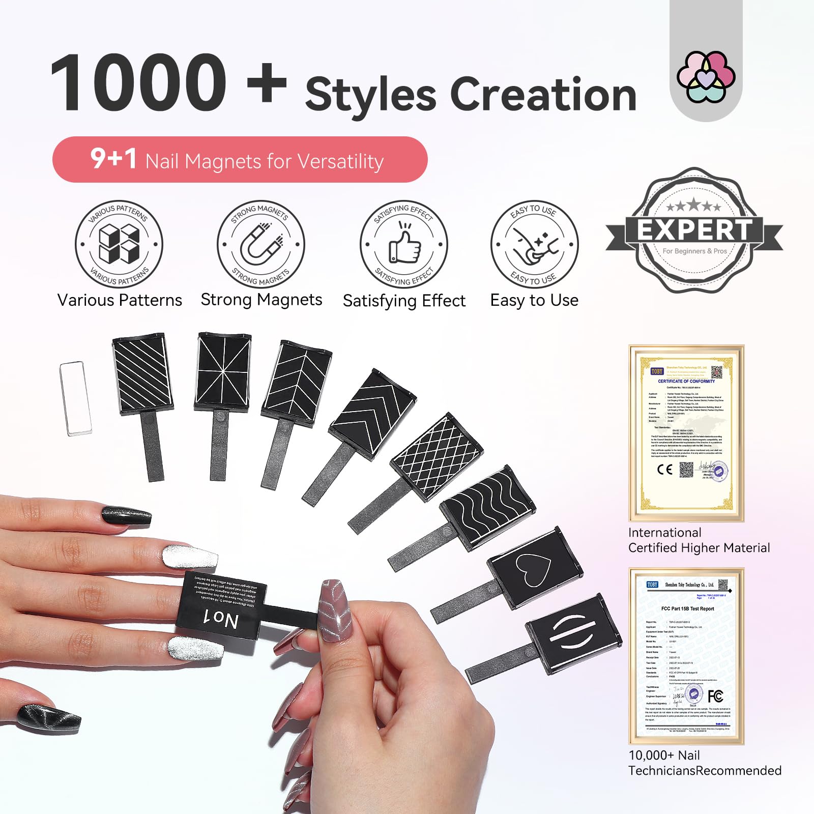 SAVILAND magnetic nail art tool provides precision for intricate cat eye designs.