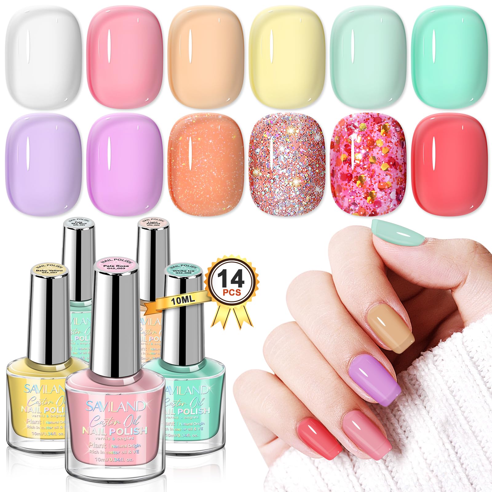 SAVILAND Summer jelly pastel pink bottle for fast-dry nails and a playful look.