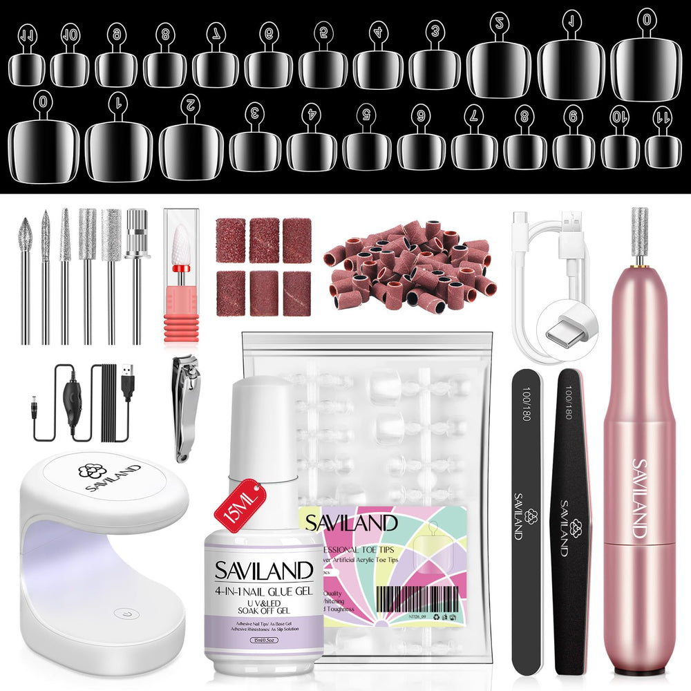 SAVILAND toe nail tips 500 pcs ready for quick at-home nail art prep.