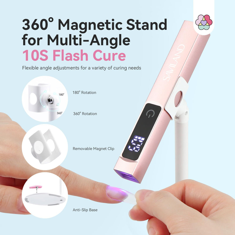 SAVILAND UV Light's 360° rotating head offers flexible angles for precision work.