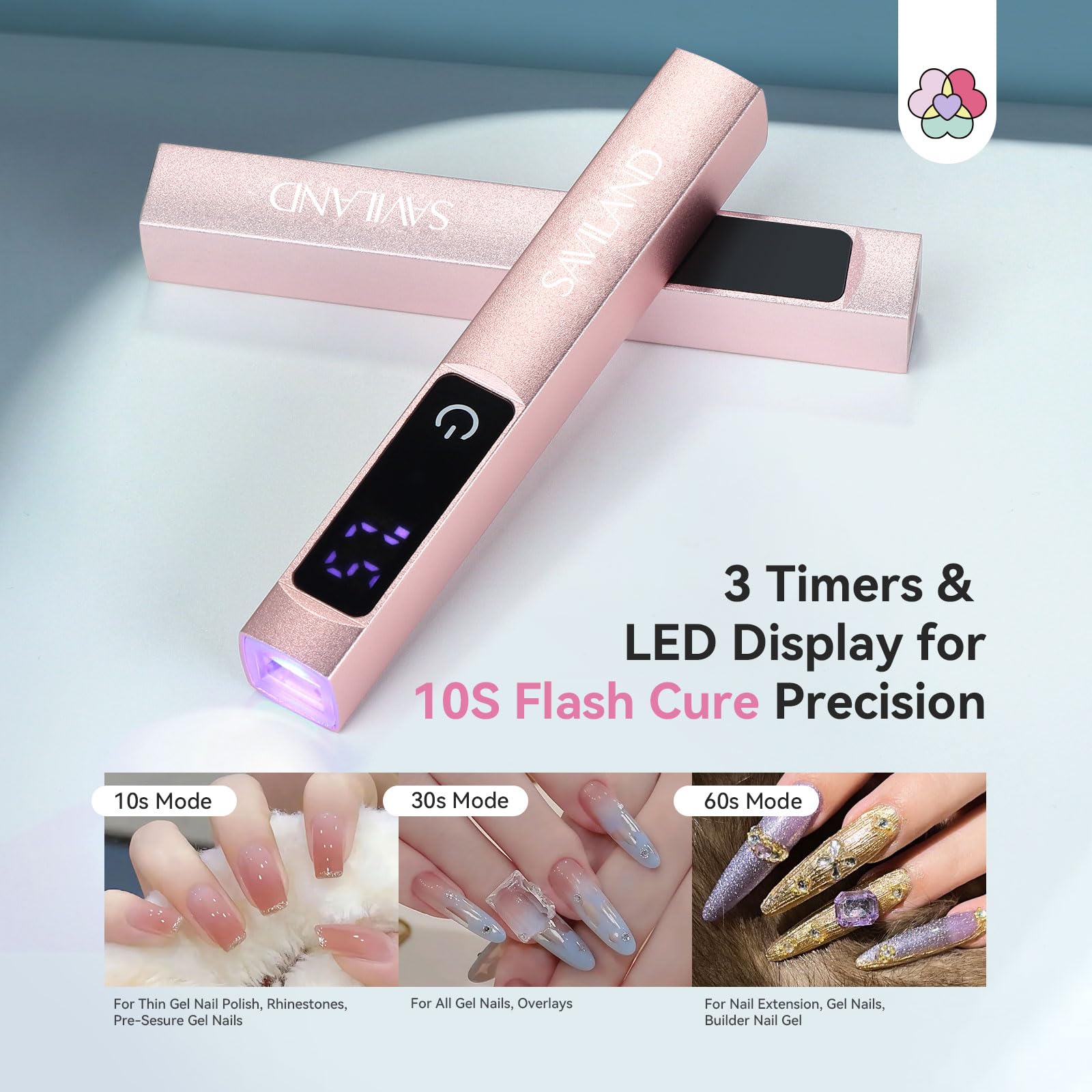 SAVILAND UV Light features a 400mAh rechargeable battery for on‑the‑go sessions.