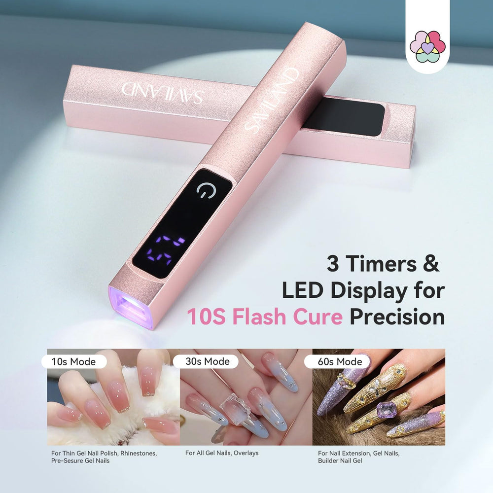 SAVILAND UV Light features a 400mAh rechargeable battery for on‑the‑go sessions.