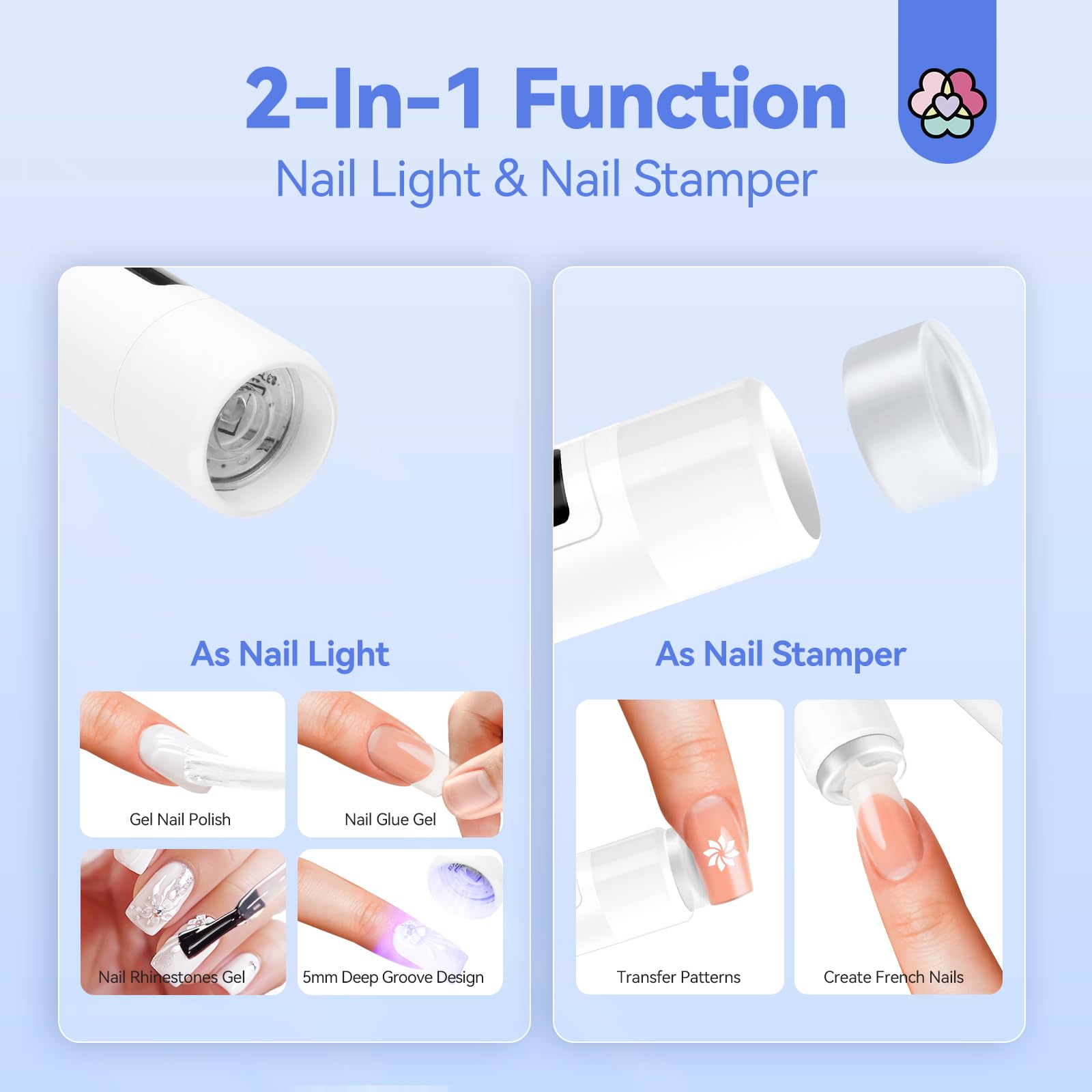SAVILAND White 9W LED Nail Light USB-C charging for reliable power