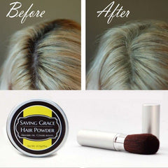Saving Grace Hair Powder Black close-up reveals micro-powder texture for oil control