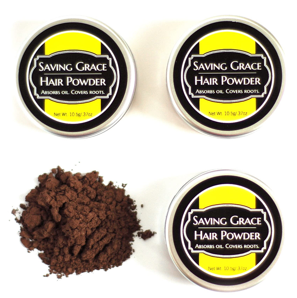 Saving Grace Hair Powder provides root cover for quick, natural touch-ups.