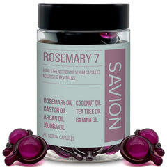 SAVION Rosemary Oil Capsule close-up showing nourishing blend for healthier strands